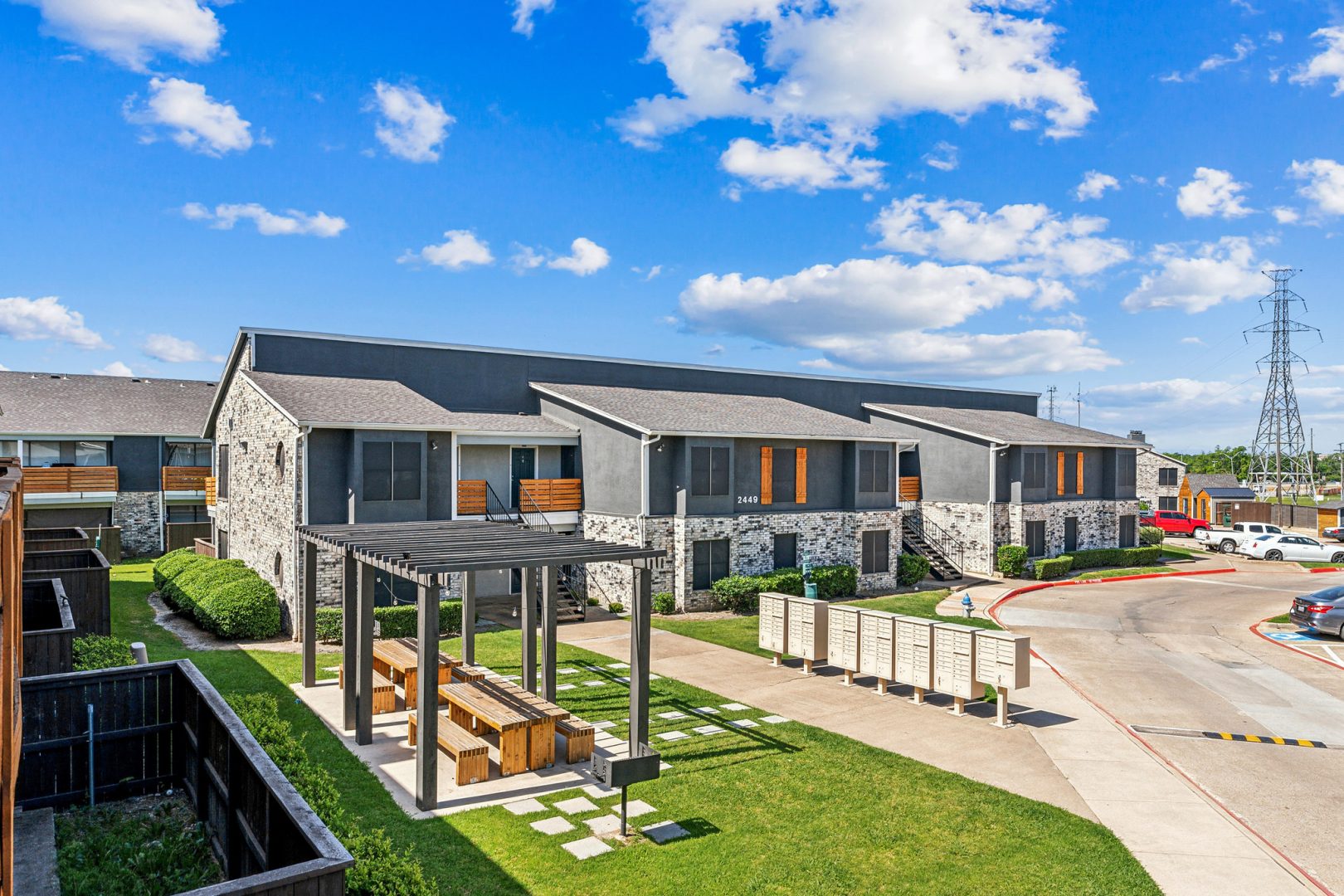 a large building with a lot of windows on top of it